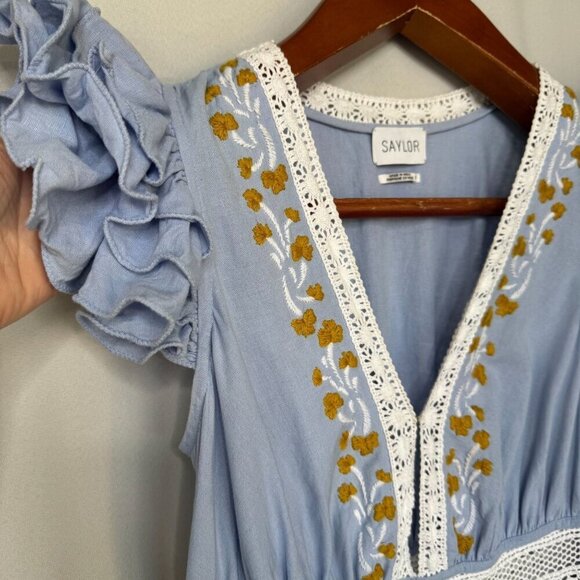 SAYLOR Light Blue Embroidered Maxi Dress - Picture 3 of 16